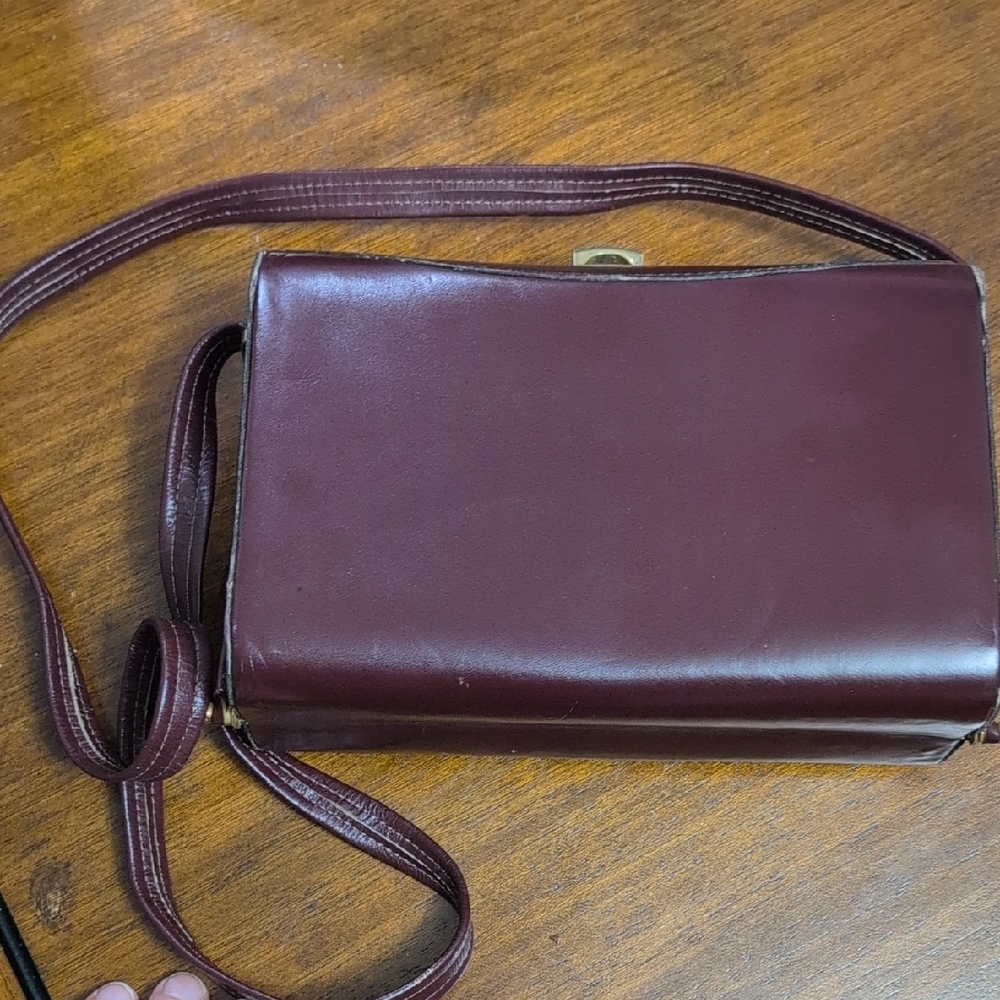 Vintage Burgundy Leather Crossbody Bag